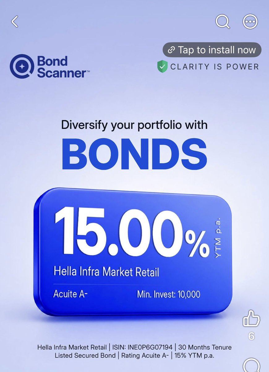 SKMANIKANDAN's tweet photo. 📉 NIFTY giving almost 0% return?
💰 Meanwhile, some bonds are showing 15%+ returns as per bond scanner.
Are bonds getting more attractive than equities right now?
🤔 Higher return  means higher risk — so what’s the catch?
#NIFTY #Bonds #Investing #IndianMarkets #PersonalFinance https://t.co/z1ssEhRjTT
