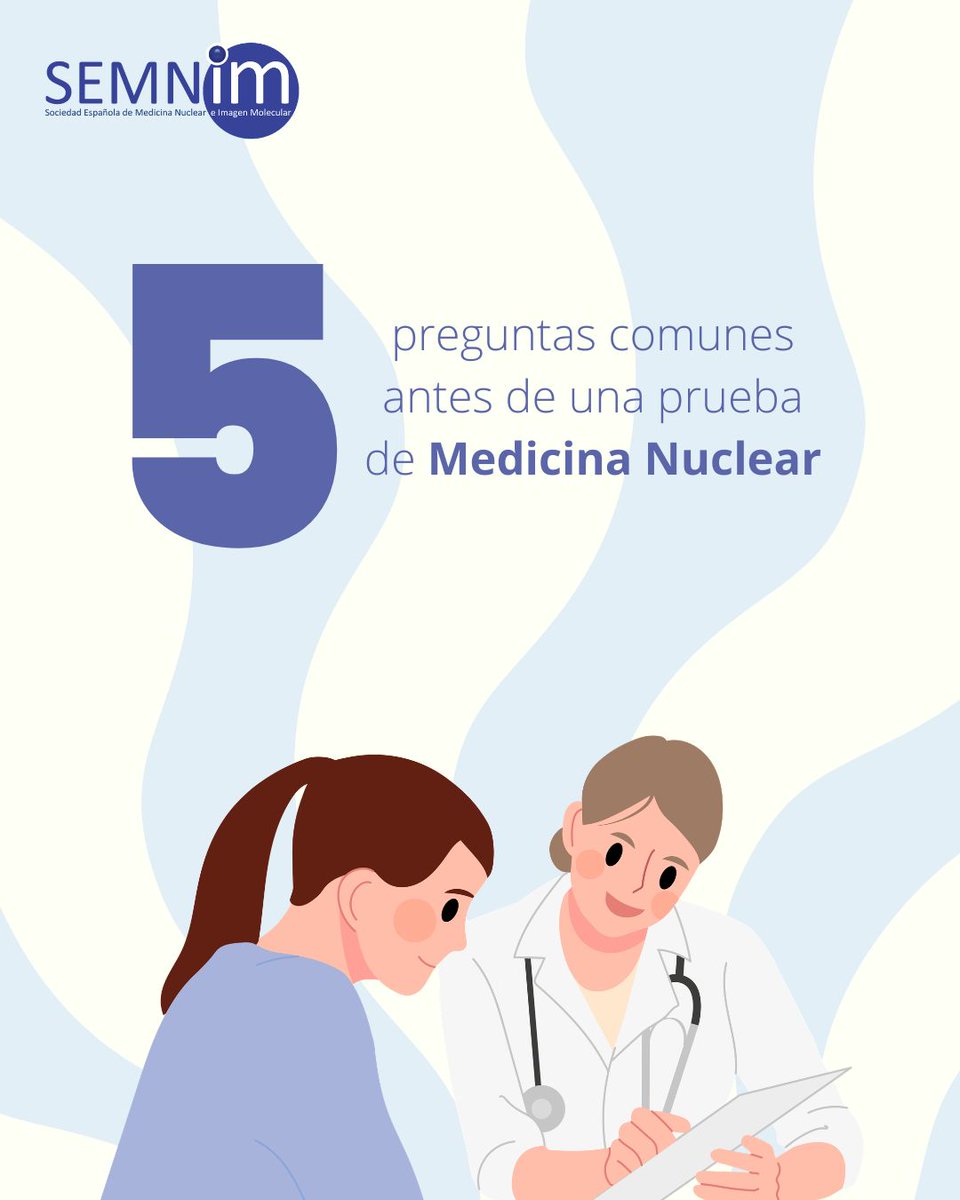 SEMNIMoficial's tweet photo. 📩 ¿Primera prueba de Medicina Nuclear?

✔️ Un pinchazo con un radiofármaco para ver cómo funciona el órgano
✔️ Ayuno: depende de la prueba
✔️ Hay tiempo de espera
✔️ El radiofármaco se elimina solo
✔️ Puedes ir acompañado (mayor de edad no embarazada)

🔗 https://t.co/Xzo6UFjBN4 https://t.co/fmAzUJfqFB