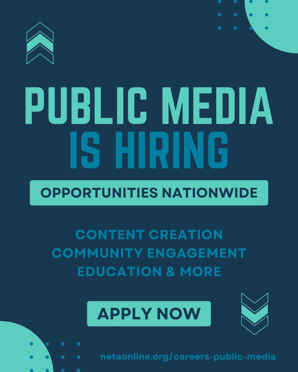 NETA_Tweets's tweet photo. Make your work mean something. Public media careers blend creativity, service, and impact. Find your fit: https://t.co/TK811kbag6

#publicmediacareers #publicmediajobs #pubmedia https://t.co/k10mQyzkpe
