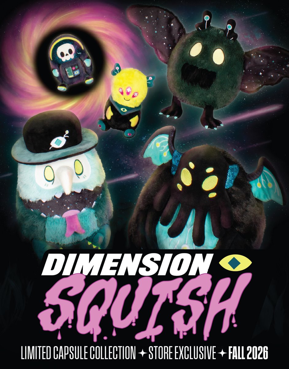 squishable's tweet photo. 🛸 You are now entering a new dimension...a Dimension Squish!! Our Fall 2026 Capsule Collection is now LIVE Exclusively in Squishable Stores! 🛸

👽 https://t.co/mUYLjptCUJ 👽

💜 https://t.co/YVmDTgCxFA 💜 https://t.co/hMbsPVcylj