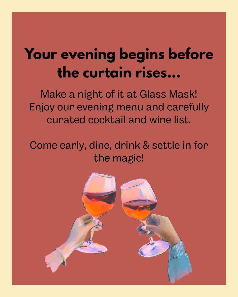 glassmaskdublin's tweet photo. 🍂 Your evening begins before the curtain rises…

As we approach a busy autumn season here at Glass Mask, here’s a reminder of how it all works at Dublin’s cosiest theatre!

🎟️ Grab tickets for The Last Pagans &amp; enjoy this perfect night out: https://t.co/q6D872uhLg https://t.co/ZcYut7taNb
