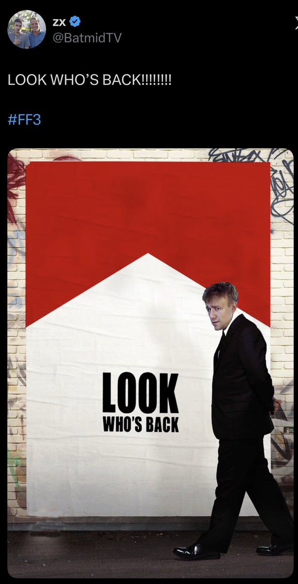 FirmFilmUpdates's tweet photo. 🚨NEW PHOTO FROM #FF3🚨

“LOOK WHO’S BACK!!!!!!!!”

COULD THIS BE THE FIRST OF MANY CHARACTER POSTERS?

(Via: @BatmidTV) https://t.co/Whf2WzMSp8