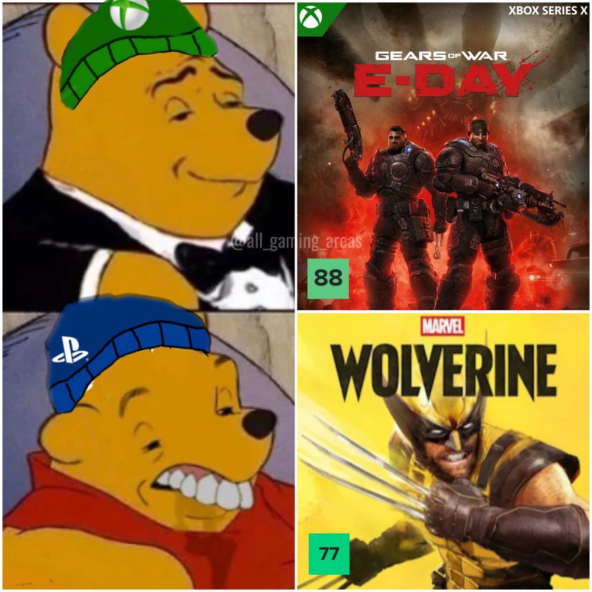 Jedi9Ball's tweet photo. 😂 #GearsOfWarEDay vs #WolverinePS5 https://t.co/Y3ArekHa0w