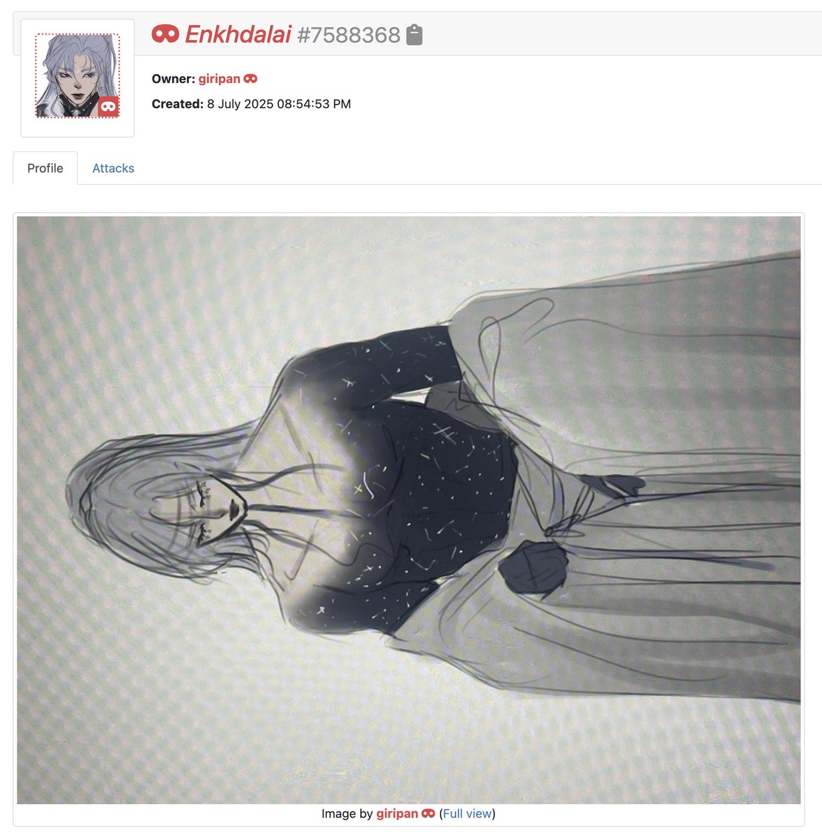 DailyMongoliaOC's tweet photo. Mongolian Original Character of The Day №21: Enkhdalai #7588368 by giripan (https://t.co/e3HgroTEuC)

Short Description (from Art Fight):
✦ The character is a human male with a non-human appearance, his body showcasing the galaxies above.
✦ Stars, constellations, and galaxies are visible within him, moving in real time.

📌 Character’s Link: https://t.co/oRZ5N1HHAL

Reminder: Please read and follow the artist's permissions and guidelines on Art Fight before attacking the character for Art Fight 2027.
