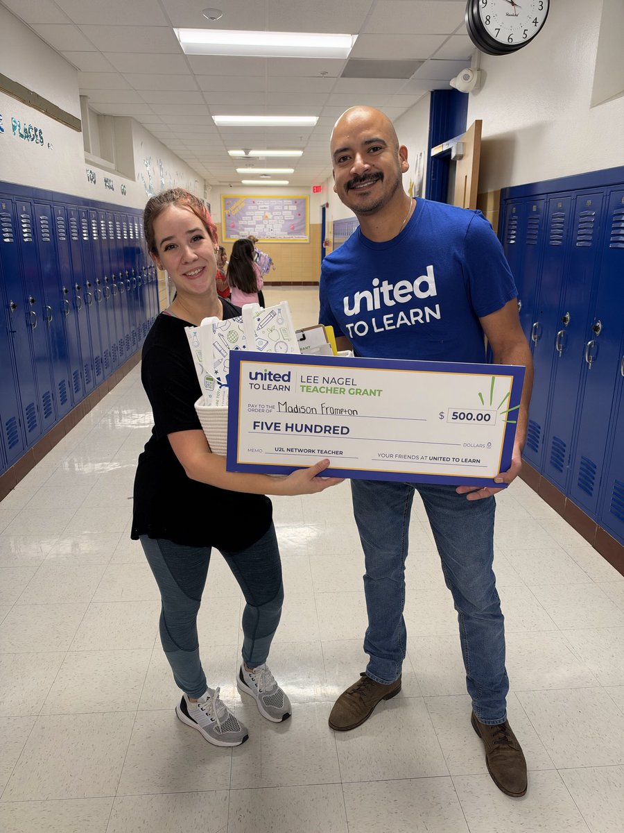MorolesEagles's tweet photo. Ms. Frampton received a $500 grant from @unitedtolearn for her Folklorico dancers!! Thank you U2L!! @PathtoPinkston @Tanya_N_Shelton https://t.co/GbpD8dJj4X