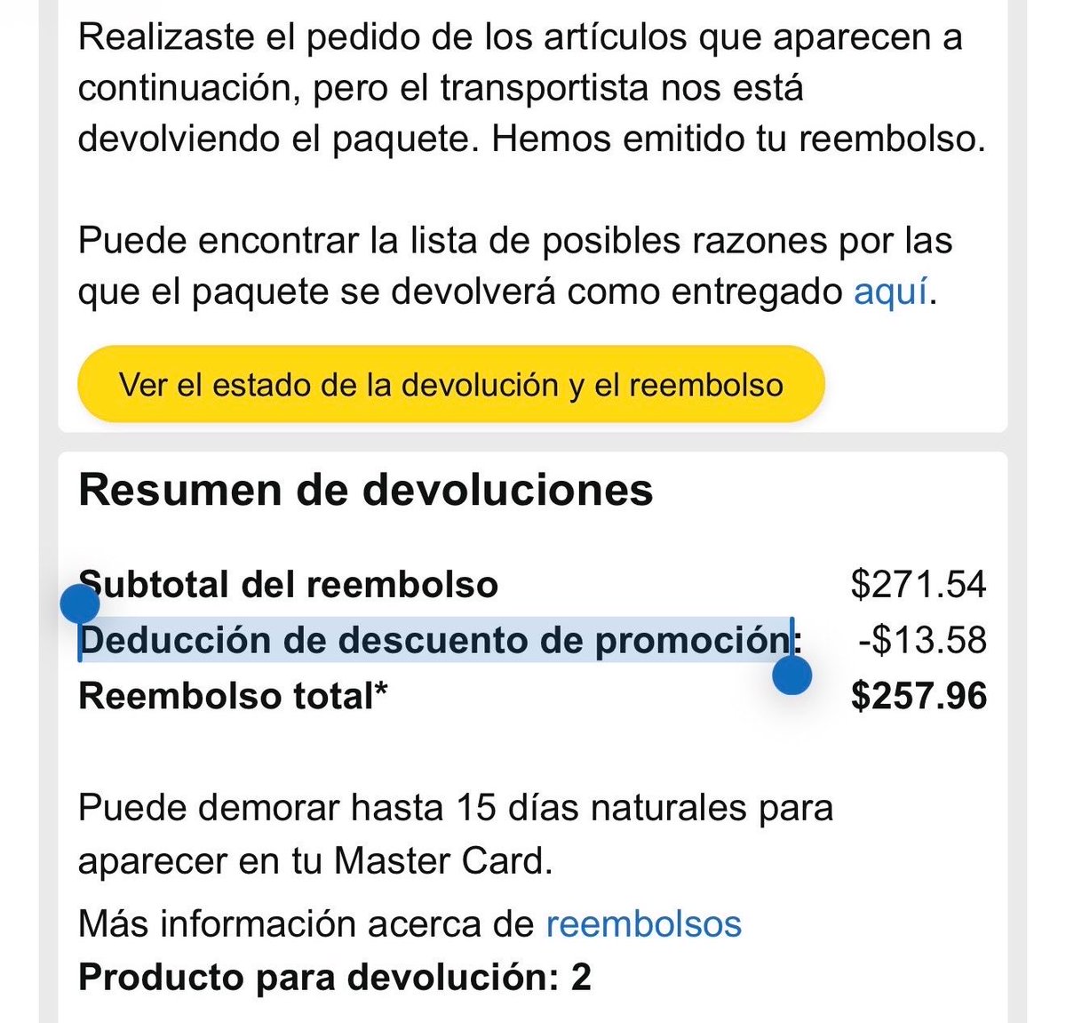 mria_pel's tweet photo. Pedí unas cosas a Amazon que nunca me llegaron, dice que por logística del transportista. Me hacen la devolución pero me cobra de todas formas algo llamado "Deducción de descuento de promoción".
¿Qué es eso y por qué pago si no lo recibí?🤔 @amazonmex https://t.co/CEl9VfpFfc