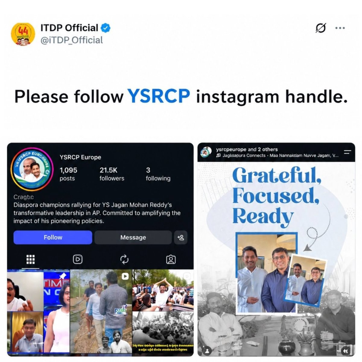Ysrcp_France's tweet photo. Thanks for promoting our handle bro @iTDP_Official https://t.co/Jmje3XjheN