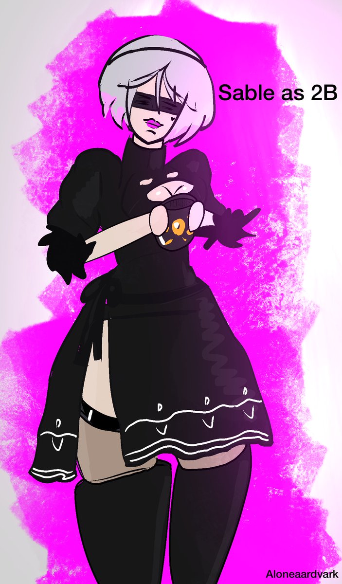 Alonraardv75174's tweet photo. We know already  Sable is getting 2B as a Skin so here’s Sable as 2B :3 (I have no idea who 2B is) #DBD #DeadbyDaylight #DBDFanArt #Art #DigitalArt #Comms #Commission #2B #Sable #SableWard #FanArt #Doodle https://t.co/H6ydJENqAO