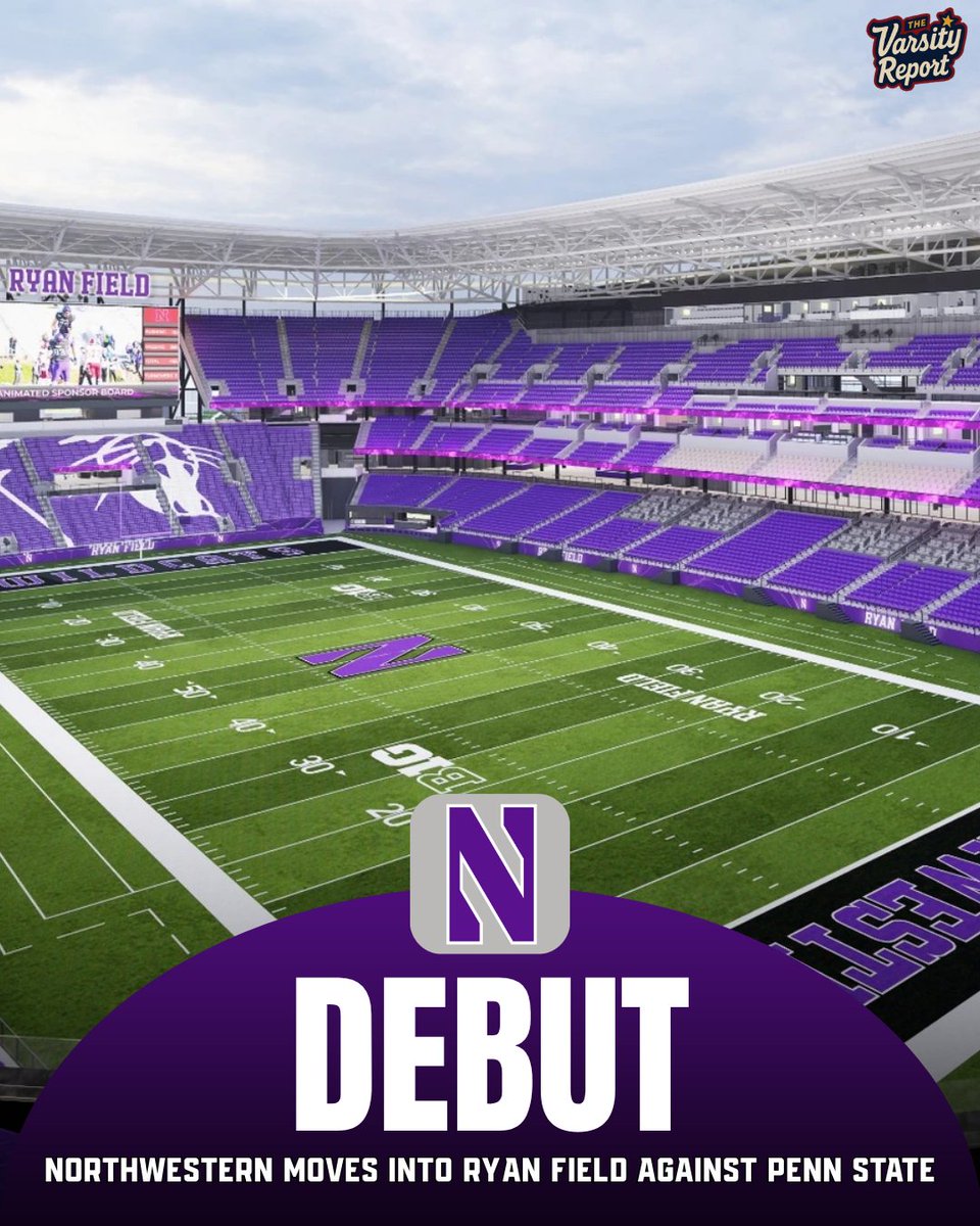 thvarsityreport's tweet photo. .@NUFBFamily will debut their new $875M stadium (Ryan Field) on Saturday against Penn State.
They played 12 games at their Lakefront Stadium between 2024 and 2026.
#BigTen | #Northwestern | #RyanField https://t.co/olm0dZksBg