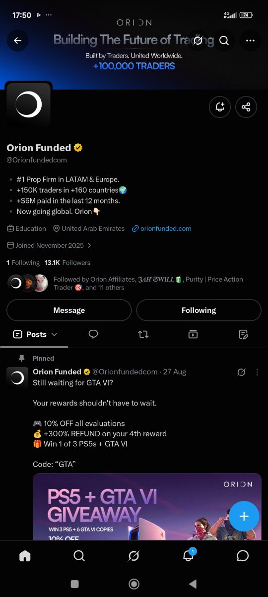 kaka75078's tweet photo. @TradeWithSponge @Orionfundedcom @OrionAffiliates @JerryNice_D25Th All tasks done, let's start October with winning 🥂 https://t.co/QfIXD0kdtg