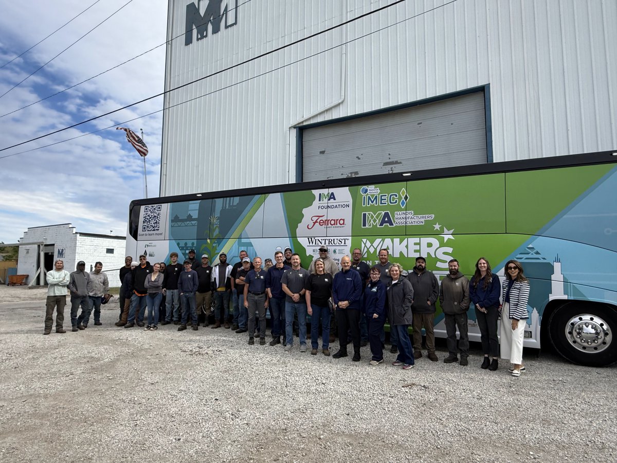 IMA_Today's tweet photo. Stop 2 of Day 1 brought #MakersOnTheMove to Mason Manufacturing in Decatur! We got an inside look at the people, expertise and craftsmanship driving manufacturing right here in Illinois. Thanks to the Mason Manufacturing team for welcoming us! #MFGDay26 #MadeInIllinois https://t.co/AVLWbi2OPp
