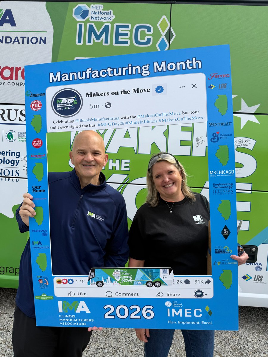 IMA_Today's tweet photo. Stop 2 of Day 1 brought #MakersOnTheMove to Mason Manufacturing in Decatur! We got an inside look at the people, expertise and craftsmanship driving manufacturing right here in Illinois. Thanks to the Mason Manufacturing team for welcoming us! #MFGDay26 #MadeInIllinois https://t.co/AVLWbi2OPp