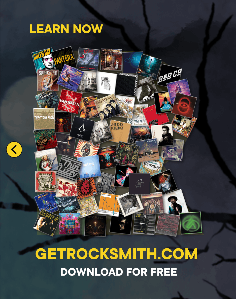 rocksmithplus's tweet photo. 🎃 SKILLING SPREE

Forty tracks, forty artists, one playlist built to level up every skill on the fretboard. Available October 1, 2026.

From Mr. Brightside to Eruption to Tornado of Souls, there's a challenge for every level 🎸

Repost if your favorite is in there.

DOWNLOAD NOW FOR FREE 👉 https://t.co/ZdImfcZuF6

#RocksmithPlus #guitar