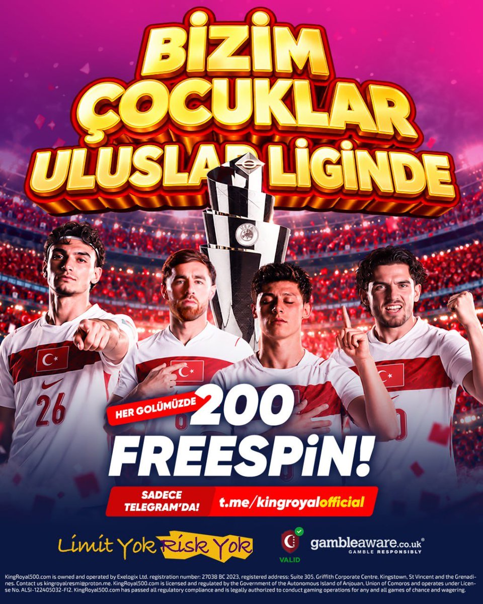 KRoyal_TR's tweet photo. Bizim Çocuklar Uluslar Liginde! 🇹🇷

Belçika - Türkiye Maçında Milli Takımımızın Attığı Her Golde 200 Freespin!

Kampanyayı takip etmek ve fırsatlardan yararlanmak için:
🔗 https://t.co/0lT6KyDrXW https://t.co/HR62X00Qy3