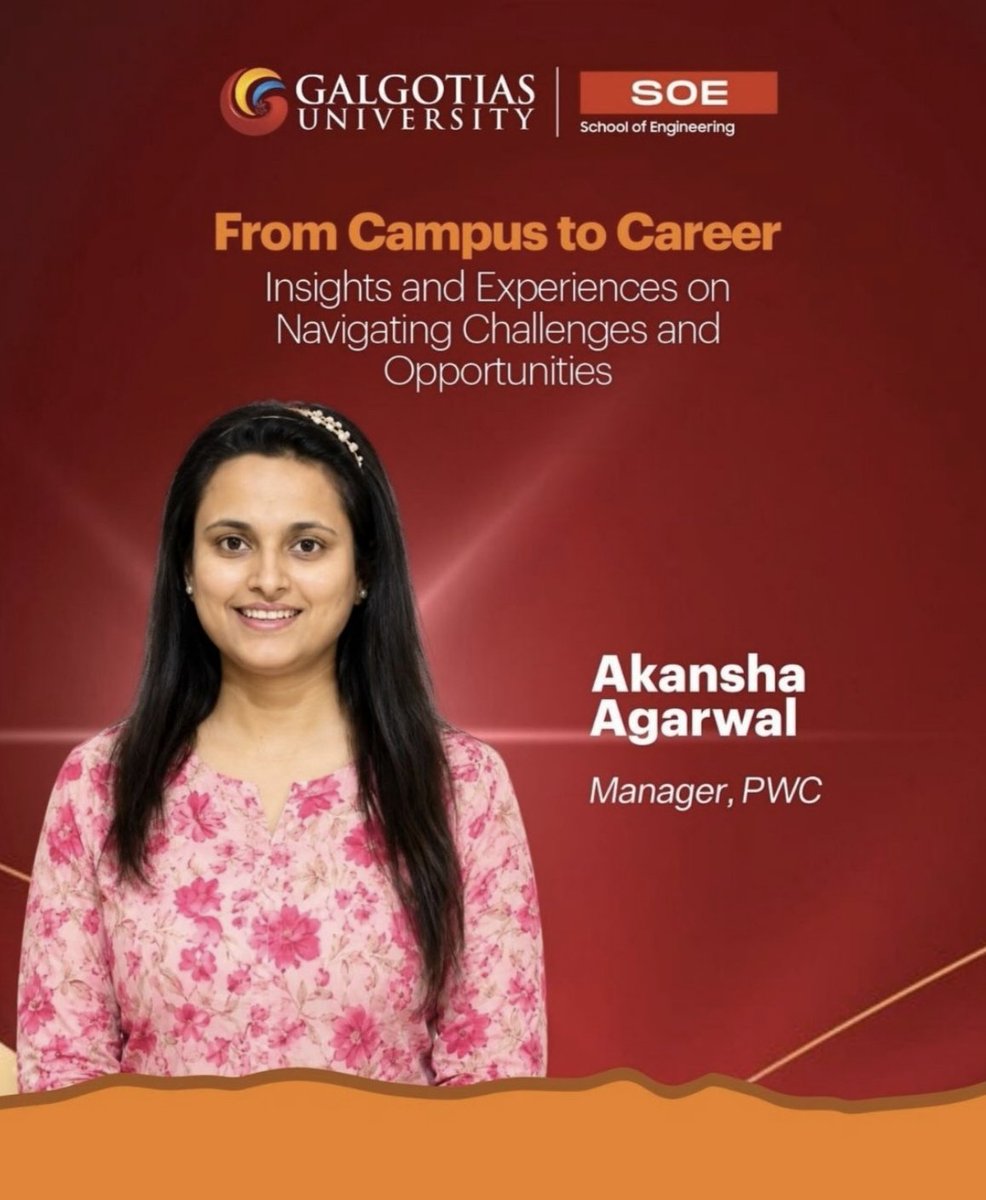 MariyamSid1q1r's tweet photo. From Campus to Career! 🎓💼 Galgotias University’s School of Engineering brings valuable industry insights to students through a session featuring Akansha Agarwal, Manager at PwC.
#GalgotiasUniversity #SchoolOfEngineering #PwC #CareerGrowth #IndustryConnect https://t.co/5v5amoxOUp