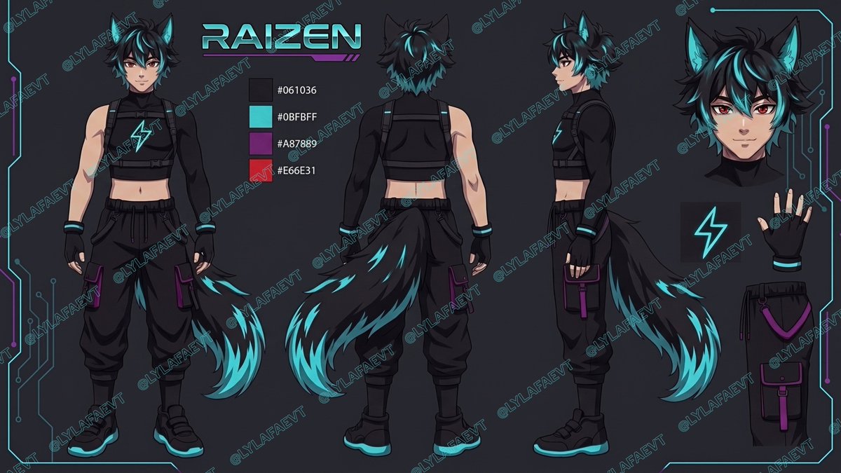 LylafaeVT's tweet photo. Meet RAIZEN—the wolf who brings the storm with him🐺

Sharp Savage Electric
A closer look at his full character design details &amp; style

🎃HALLOWEEN OFFER—59% OFF
✦Commissions OPEN
✦Limited Slots Available

DM me to bring your own dream character to life
#VTuber #Halloween #art https://t.co/zaQaMVwSiv