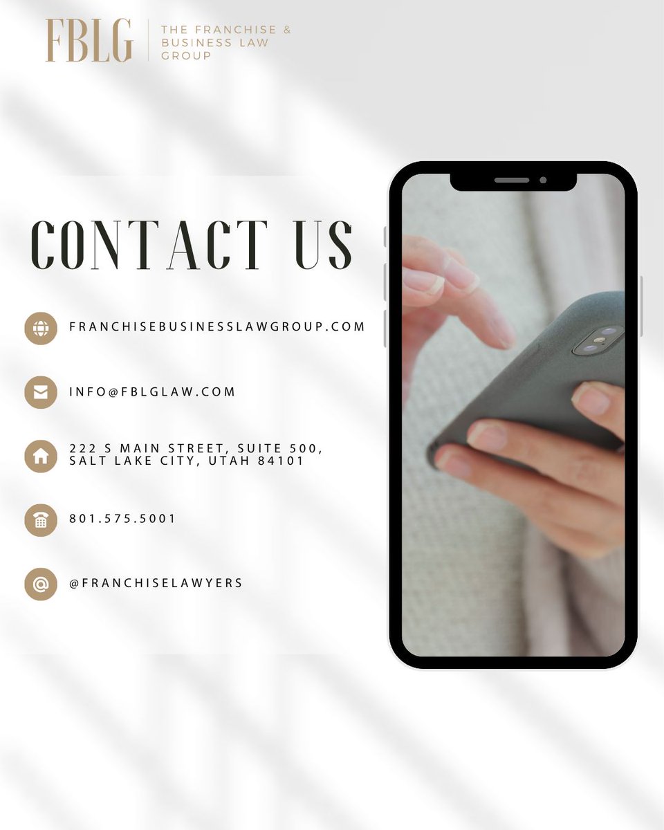 FranchiseLawLLC's tweet photo. With years of expertise behind us, you can be confident that your best interests will be protected every step of the way when working with the Franchise & Business Law Group.
#franchiselaw #franchiseattorney #utahfranchise #franchisegrowth #franchisesuccess #entrepreneur https://t.co/ifAfGuryhp