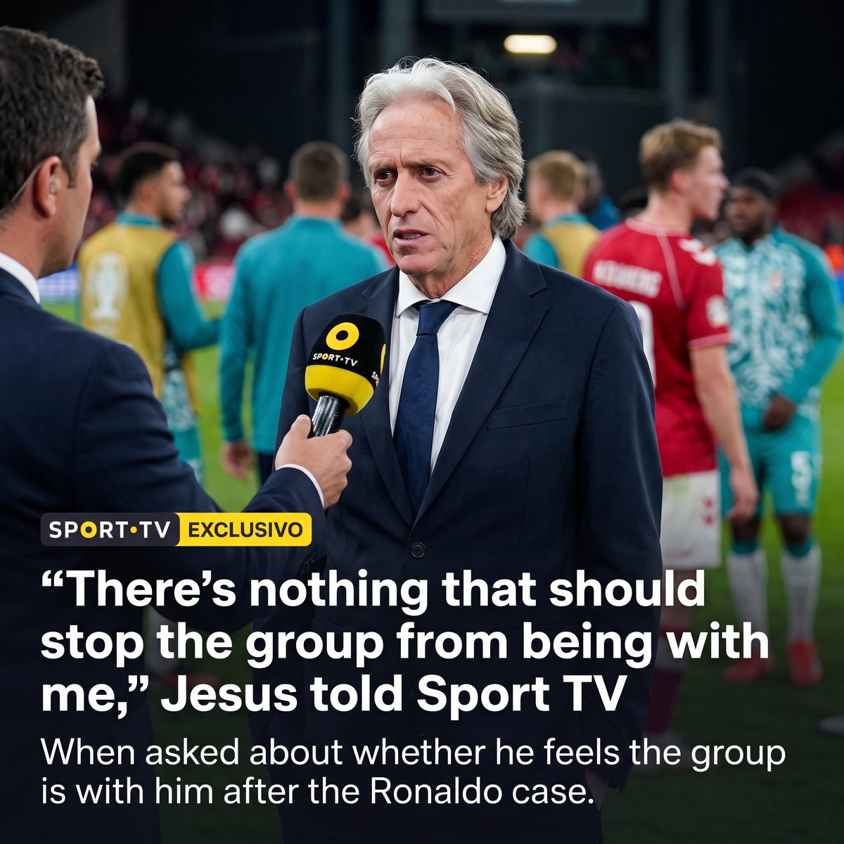 Post___lt's tweet photo. 🔥 RONALDO ‘BETRAYAL’ SAGA: JESUS RESPONDS!

🧗 Jorge Jesus has addressed the growing controversy surrounding Cristiano Ronaldo’s departure from Portugal’s camp, insisting the situation has not divided his squad.

🗣️ Jesus said the team remains united and focused on its responsibilities, despite Ronaldo leaving after being an unused substitute against Norway.

💥 Ronaldo’s sister, Elma Aveiro, added fuel to the story with a social media post referring to “betrayal” shortly after her brother’s exit.

⚽ Portugal then produced a strong response on the pitch, defeating Denmark 4-2 and maintaining their perfect run in the group.

🎯 Jesus chose to focus on that victory and Portugal’s upcoming match against Norway rather than publicly escalate the Ronaldo dispute.