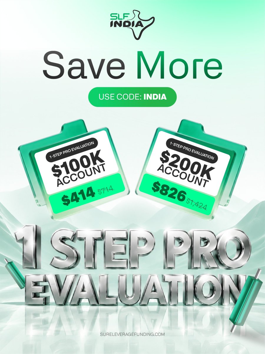 SureleverageIN's tweet photo. Ready to scale? Go 1-Step Pro.

$100K - $414
$200K - $826

42% OFF + 10% EXTRA Profit Split

Code: INDIA 🇮🇳

Trade bigger. Keep more.

1-Step Pro is here.

🌐 https://t.co/r9e2BEN7A0 https://t.co/MzL1cG3Iuw