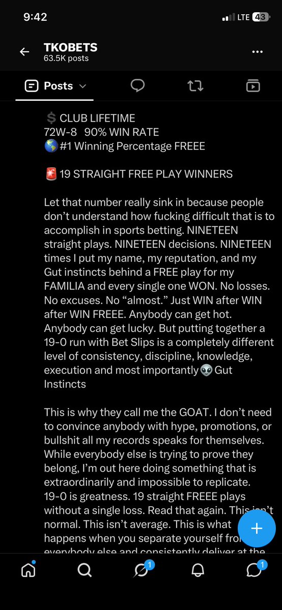 tkobetsexposed's tweet photo. 3 leans equal a free play win!
Huh? What orher professional has Mickey Mouse rules like this? Is this real?

Also he doesn’t have 3 straight lean win and he doesn’t have 19 straight free play wins

Don’t fall for this scam

@TKOBETS1 https://t.co/CcBVPX6pfQ