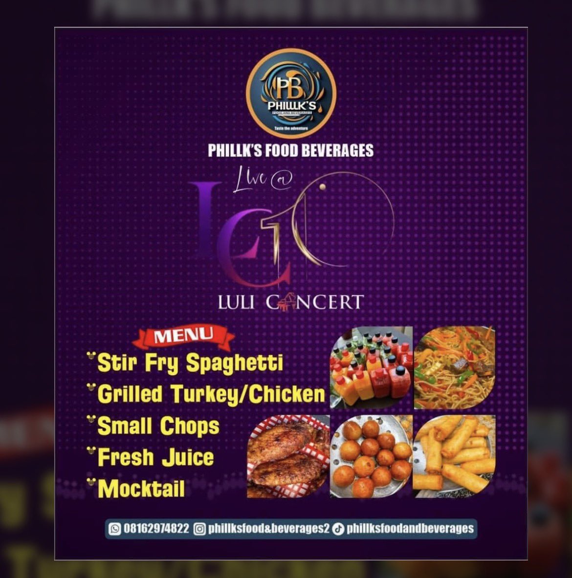 deejaydrella's tweet photo. To my Brethren in Christ that’ll be attending today’s Luli concert (10) kindly patronize my sister Phillk’s who’s also a member of this great fold.
She’s giving out 50 mocktails to first 50pple to patronize her.. cc @TheCCCSociety @cccworldwide1
#Luliconcert #LC10 #Ijomimo https://t.co/95dUKbJ6mt