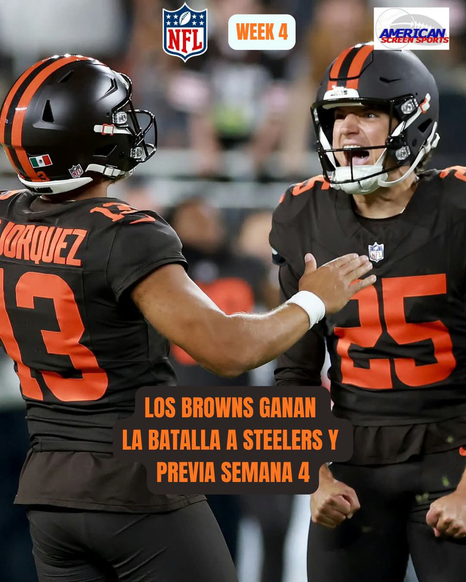 Americanscreen1's tweet photo. 🏈🔥 Tremendo arranque de temporada de Cleveland Browns que lideran su División… vente al análisis del partido y la previa de la Week 4. @Ivan_Herce @NFL360Esp @jorge_hidalgo98 @farboledas90 #nfl #mundonfl #browns #week4 #footballamericano 

🏈🔥👉 https://t.co/BJvCgnQCuf https://t.co/RzsK1C3OjI