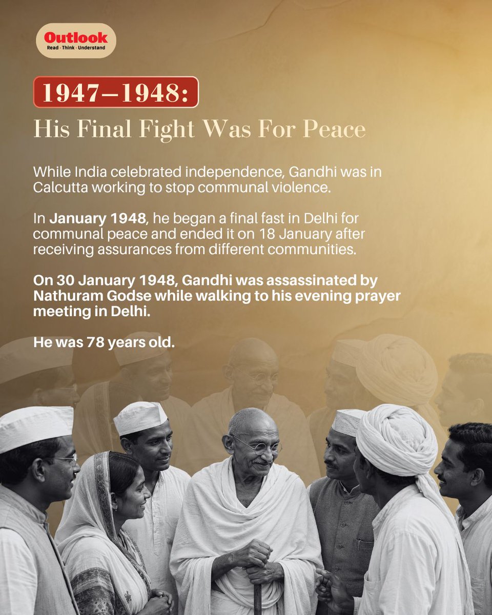Outlookindia's tweet photo. [Mahatma Gandhi, Gandhi timeline, Indian freedom movement, Salt March, Quit India Movement, Gandhi biography]

#MahatmaGandhi #IndianHistory #FreedomMovement #GandhiJayanti #OutlookIndia https://t.co/uBsbKLXxPe
