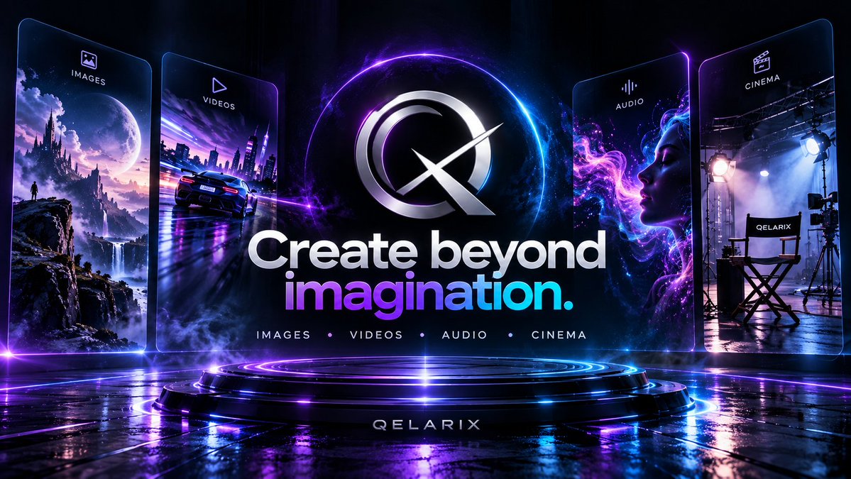 qelarix's tweet photo. Create beyond imagination.

Every great creation starts with a single idea.

At Qelarix, we’re building a place where imagination becomes images, videos, audio and stories all inside one creative workspace.

This is just the beginning.

The future of AI creation is being built one update at a time.

⚡ @qelarix - @solana 

#AI #GenerativeAI #ArtificialIntelligence #BuildInPublic #Creators #CreativeTech #Tech #Innovation #FutureOfAI #Qelarix