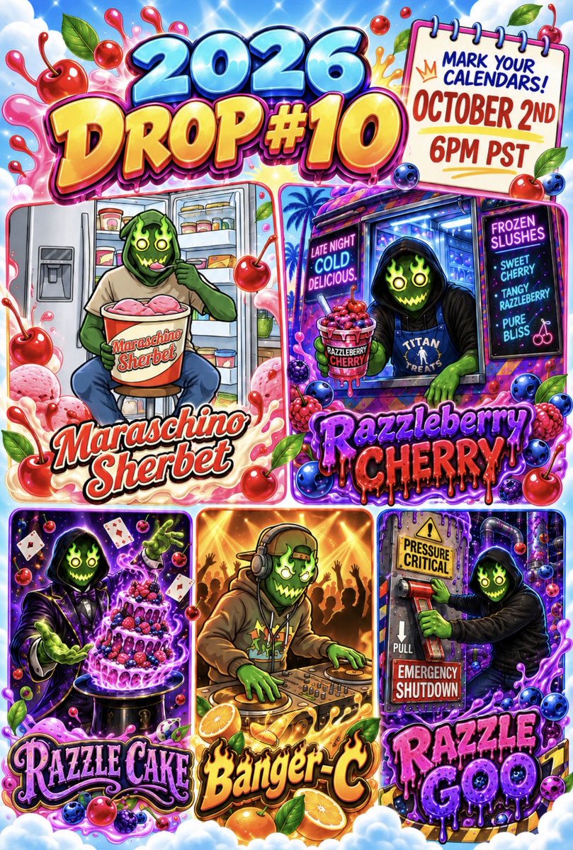Thctitan's tweet photo. IT"S DROP DAY!

Maraschino Sherbet  (Sunset Sherbet x Frozen Trop Cherry)

Razzleberry Cherry  (Frozen Trop Cherry x Wildberry Runtz)

Razzle Cake (Wildberry Cake x Wildberry Runtz)   

Razzle Goo (GG4 x Wildberry Runtz)   

Banger-C  (Sherbanger x Emergen-C)

https://t.co/vpqwny5zjl
https://t.co/qEybZZjVHb
https://t.co/QbZJtFKjas
https://t.co/Wi3TNnDuFq
https://t.co/Kyex0ykYAE
https://t.co/klRF6OUMGD
https://t.co/rONm4qjIJS
https://t.co/Vt4tD5Ib2G
https://t.co/oDKyt9XO5W
https://t.co/iV0rnc1HTQ
https://t.co/ftOo0CiMfz
https://t.co/7UGz5C2Sm3