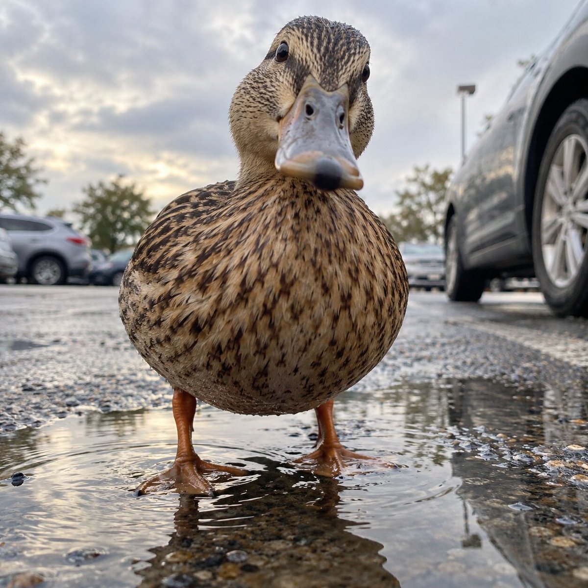gridbarter's tweet photo. Puddle CEO $PUDL
A duck standing in a small parking lot puddle like it owns the company. One puddle, one duck, total control of the market. https://t.co/vo6NISlVuu
