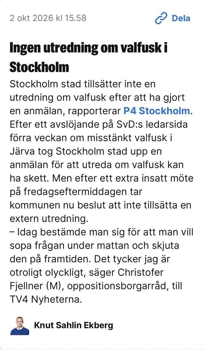 Jontemannen's tweet photo. Ingen utredning om valfusk i Järva - problemet sopas under mattan https://t.co/WurDpDRtIE
