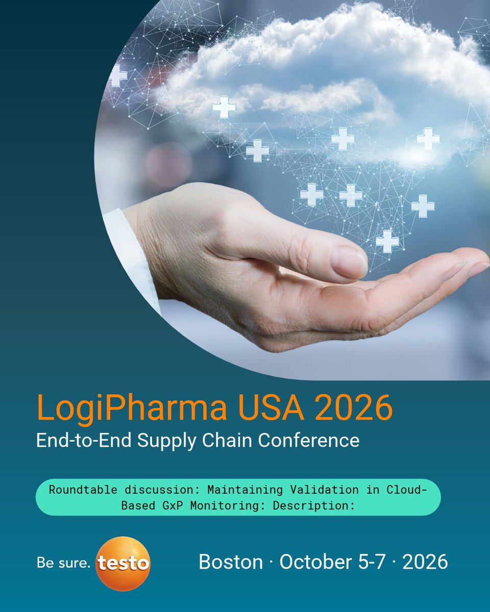 ColdPlatform's tweet photo. Testo North America is heading to LogiPharma USA 2026 - and making an impact!

📍 Boston, MA | October 5–7, 2026 | Booth 411
👉 Attending LogiPharma? Make sure to join the roundtable and connect with the Testo team!

Shared in partnership with Testo Saveris. https://t.co/XfsZ13SwgZ