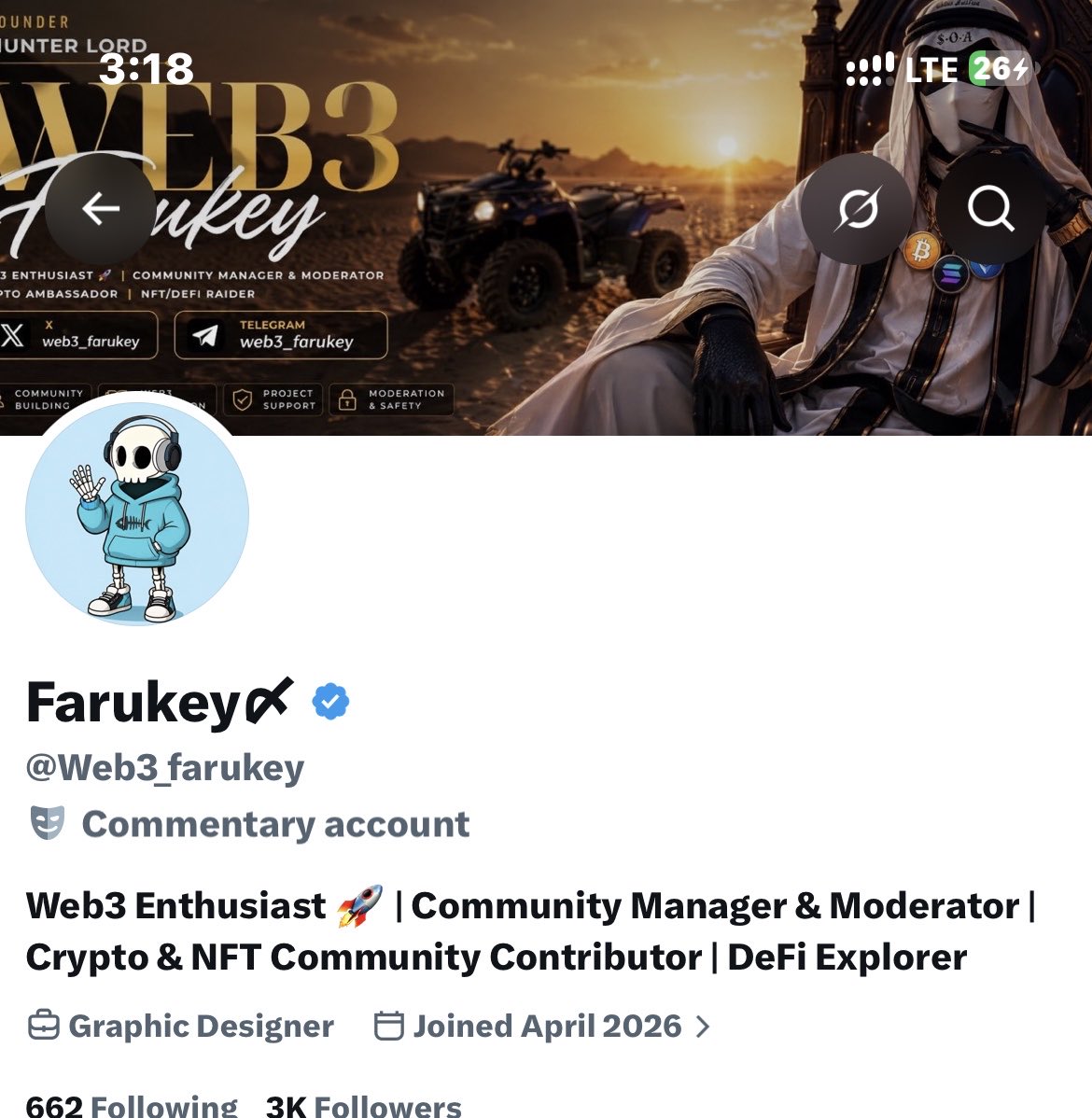 Web3_farukey's tweet photo. Just logged into X and saw this 😭

3K FOLLOWERS! 🥹💙

We’ve officially crossed another milestone on this Web3 journey.
From zero to 3K — the community keeps growing, the network keeps expanding, and we’re only getting started. 🚀

Big love to everyone who followed, supported, engaged, and believed in the journey.

3K today. Bigger numbers tomorrow. 🫂🌐

#Web3 #3K #CryptoCommunity #BuildInPublic