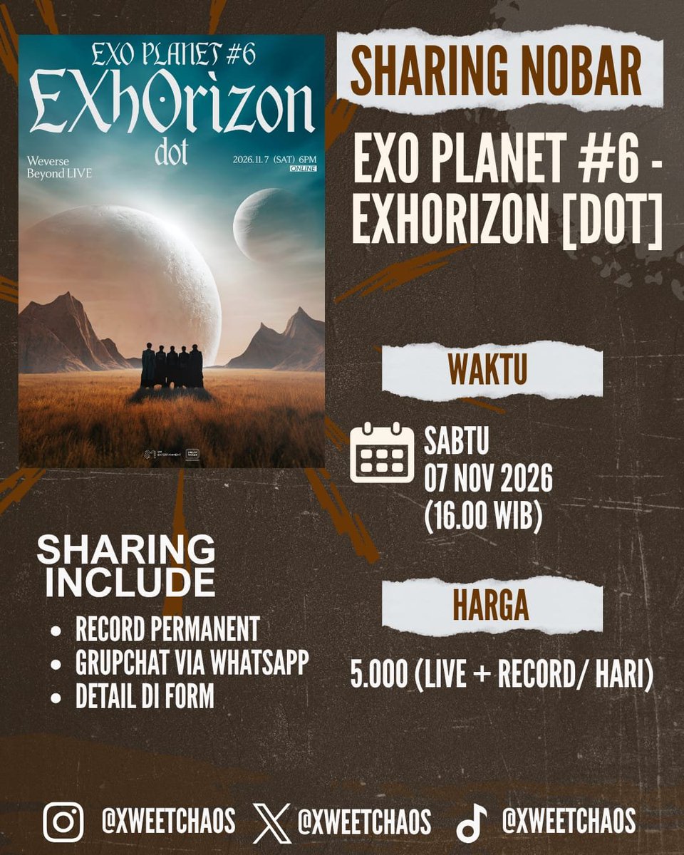 xweetchaos's tweet photo. [UPDATE]

𝑺𝑶𝑭𝑻 𝑶𝑷𝑬𝑵𝑰𝑵𝑮 ✧ ༘ ⋆｡♡

[OPEN SHARING NOBAR - EXO PLANET #6 EXHORIZON[dot]] 🎤🎸🎶

Take your seats here : https://t.co/RuTvvKrKTY
Or scan our barcode⬇️⬇️

Let's make some fun at home! ✨

tags. wts sharing nobar exo exhorizon dot #zonajajan #zonauang https://t.co/zPLJ3ve5VI