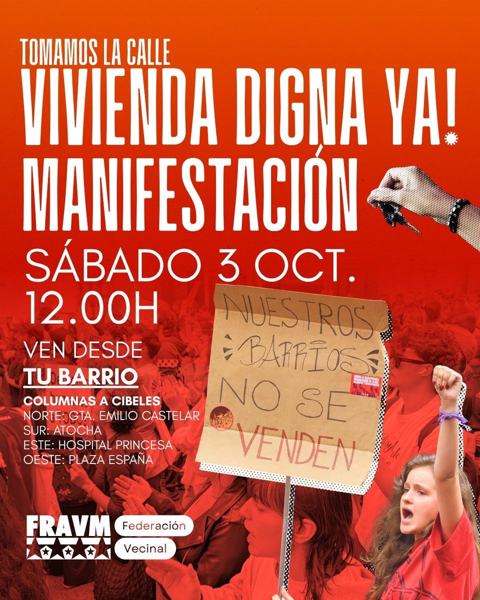 FRAVM's tweet photo. Hoy los partidos del No han dado la espalda a la ciudadanía, y en primer lugar a aquella que lo tiene más difícil para llegar a fin de mes. Vergüenza mayúscula.

La lucha sigue. Desde los barrios, a las calles! Hoy, como ayer, por el derecho a un techo digno. https://t.co/BXFTgrUl7f