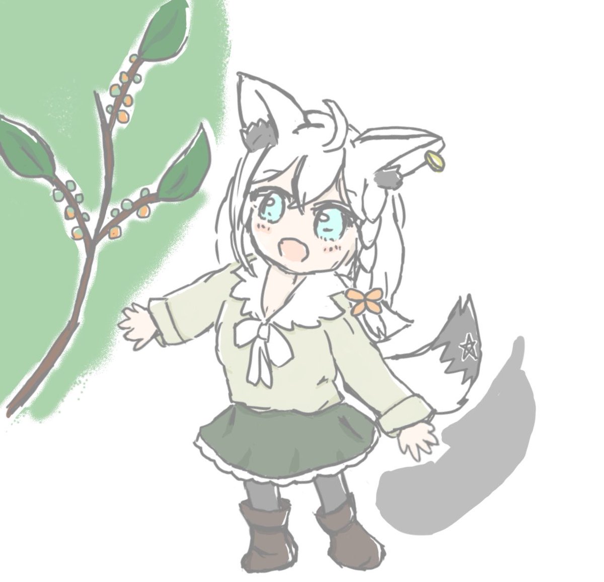kobushibaV's tweet photo. 今年は早々にちょい咲きして散ってしまった金木犀、今度は大量のツボミをつけ始めました

満開はちょうどフブさんの生誕ごろかも….！
#絵フブキ https://t.co/WjxSA7jkfv