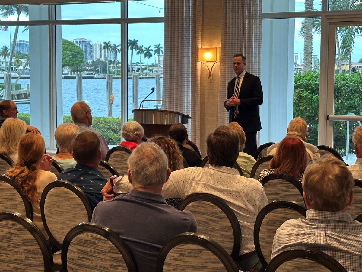 FBIMiamiFL's tweet photo. On Tuesday, September 29, 2026,  Special Agent in Charge Brett Skiles was invited by the Executive Board of the Lauderdale Yacht Club to brief members on the FBI’s mission and the Bureau’s investigative priorities. Assistant Special Agents in Charge Kurt Taves and Amir Bayati accompanied Mr. Skiles and provided remarks on the field office’s counterterrorism and counterintelligence posture. The engagement also reinforced our continued commitment to rebuilding public trust.