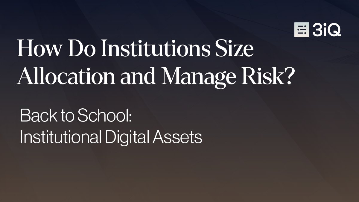 3iq_corp's tweet photo. It’s Back to School: Institutional Digital Assets Edition 

This is Part 5 of our seven-part educational series exploring the institutionalization of digital assets and how the conversation among institutional investors has evolved over the past decade. 

As digital assets become more integrated into institutional portfolios, the focus increasingly shifts from participation to portfolio management. 

Lesson 5: How do institutions size the allocation and manage risk?

How are allocations funded, risk-budgeted, monitored, and integrated within broader portfolio objectives? 

Read Part 5: https://t.co/FVaVnsUqjG