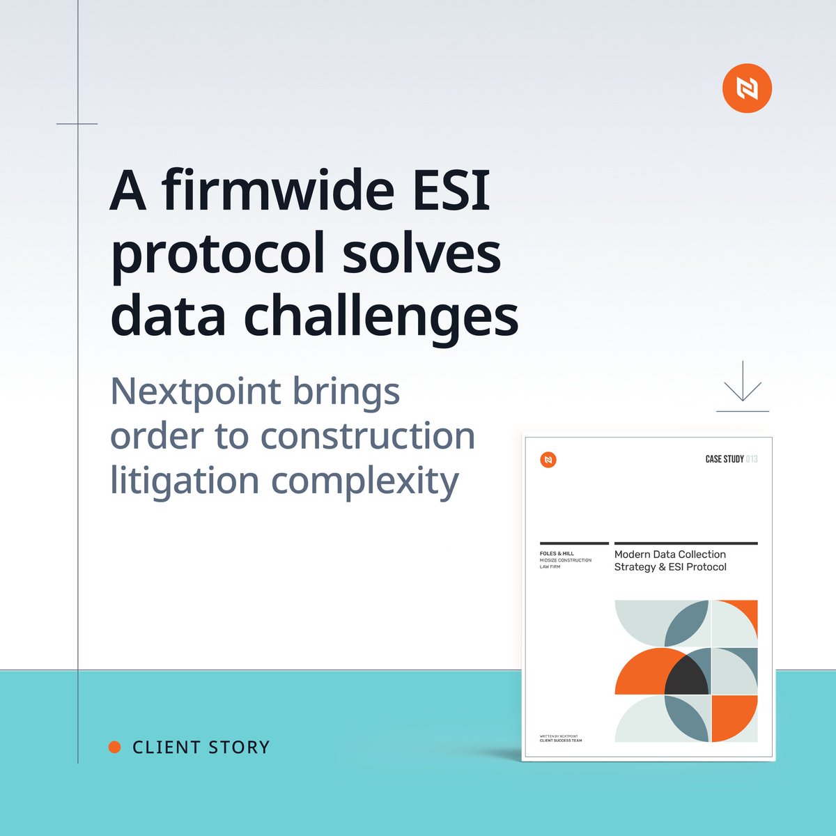 Nextpoint's tweet photo. 📚 Case study: Foles &amp; Hill brings order to complex construction litigation

After a costly Motion to Compel, Foles &amp; Hill used Nextpoint to standardize data and build a firm-wide ESI protocol ahead of 30 days of depositions.

Read the case study → https://t.co/BLZFXTjnaR https://t.co/SkaCxOMNG4