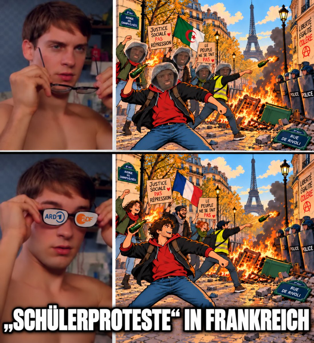 twittschler's tweet photo. Derweil beim ÖRR...
#Frankreich #Schülerproteste #Remigration https://t.co/SAENOxCs5Z