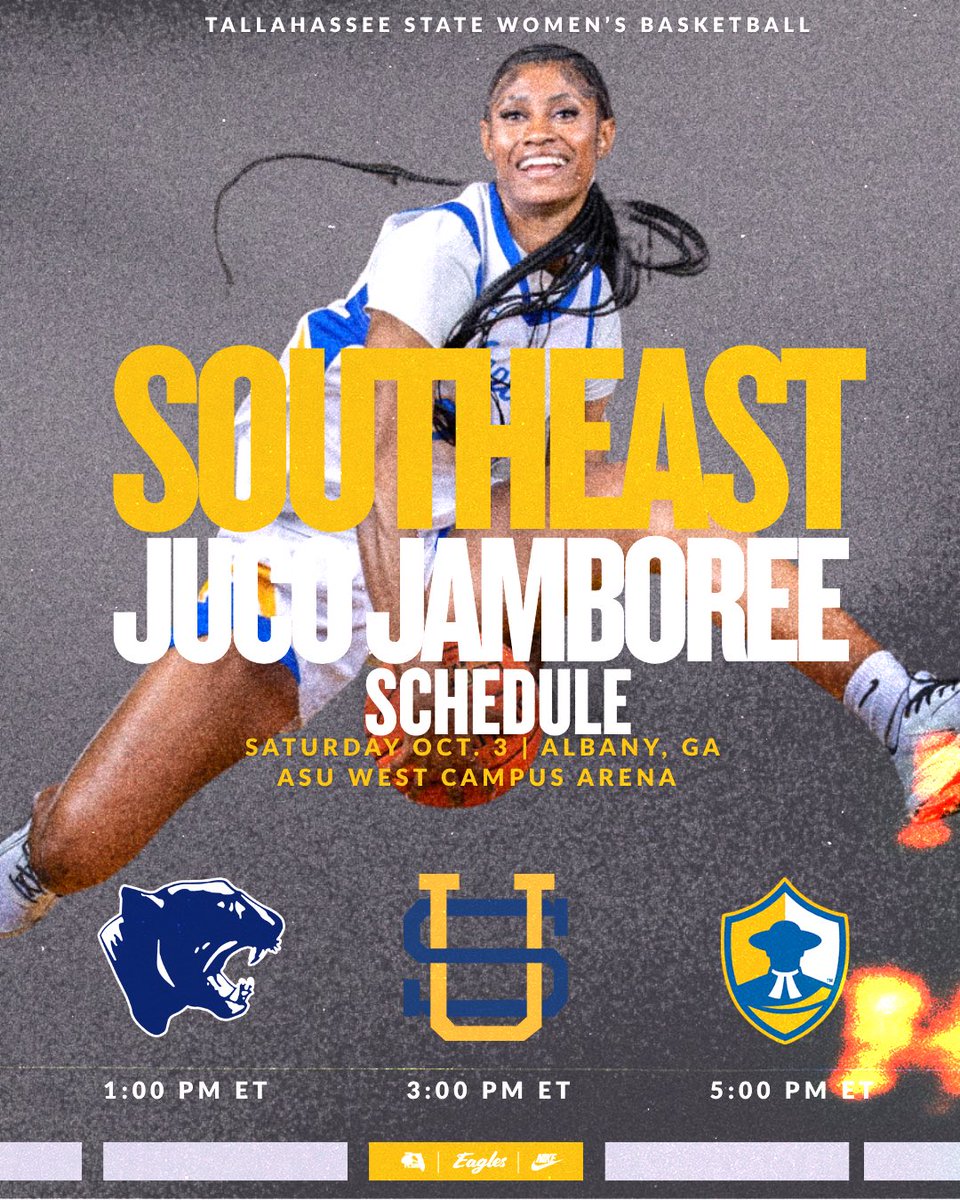 TSCeagles's tweet photo. 𝐉𝐚𝐦𝐛𝐨𝐫𝐞𝐞 𝐓𝐢𝐦𝐞! 😁

Our schedule for the Southeast Juco Jamboree in Albany, GA! Come check us out! 🏀 https://t.co/FQGDCTsaUe