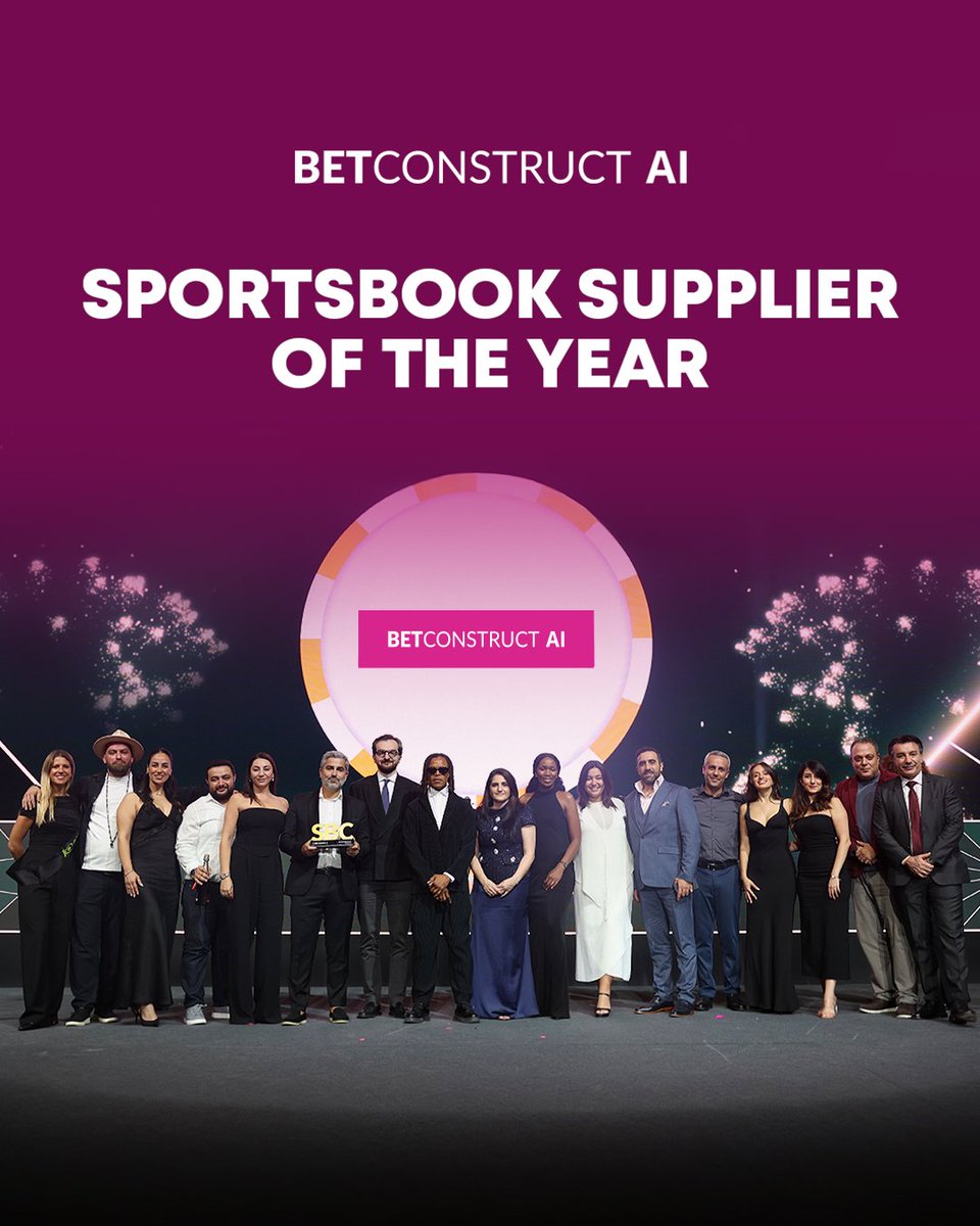 BetConstruct's tweet photo. Proud to announce that BetConstruct AI has been officially recognized as the "Sportsbook Supplier of the Year" and awarded for the top "Land-Based Betting &amp; Gaming Product" at the SBC Awards!

Thank you for being part of our journey. The future of enterprise tech is here. ⚡️ https://t.co/sBLAdDOUVw