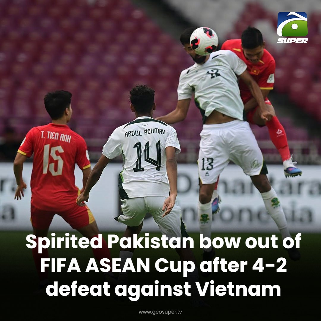 geosupertv's tweet photo. End of road for the Green Shirts! ๐
Read More: https://t.co/32XZfLDmFp
#PakistanFootball #FIFASEANCup https://t.co/A1jXGuWHqZ