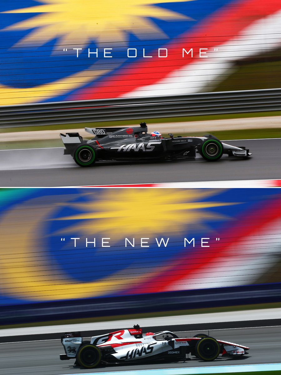 HaasF1Team's tweet photo. Nine years on...  things might have changed a little 😄 

#HaasF1 #F1 #BahrainGP https://t.co/9yx7uawPcB