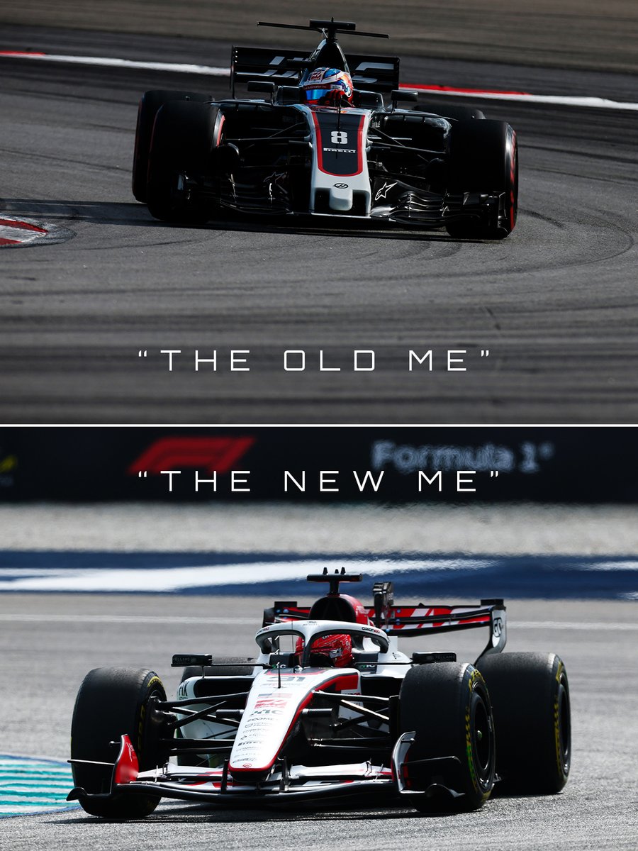 HaasF1Team's tweet photo. Nine years on...  things might have changed a little 😄 

#HaasF1 #F1 #BahrainGP https://t.co/9yx7uawPcB