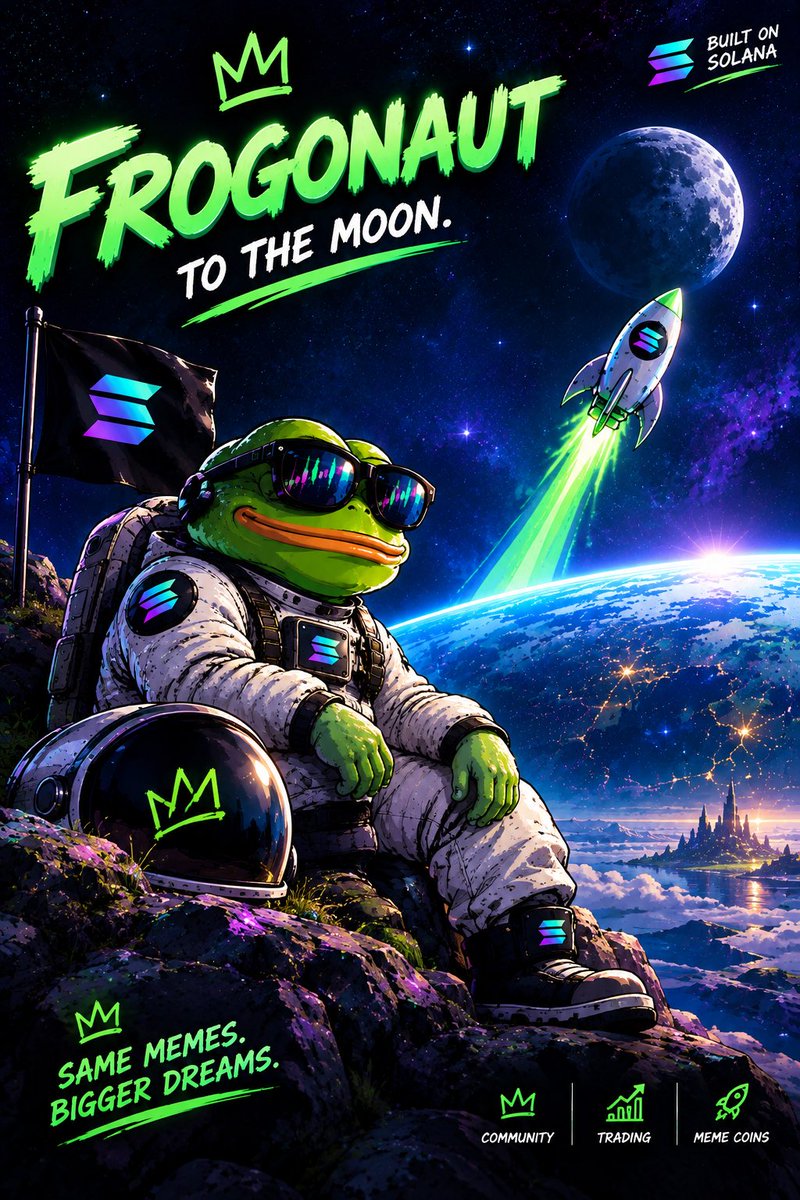 Frogonautssol's tweet photo. Who’s joining the mission? 🐸

Drop a 🚀 if you’re a FROGONAUT.

$FRGT https://t.co/unqLymqcTX