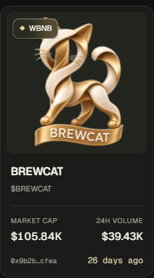cryptoegeo's tweet photo. If goes brew, the brewcat won't stay behind. These mcaps look very juicy. It reacts really well when pumps. Cat + launchpad meta, I'm holding both. ☕️🐈 https://t.co/cgmFI9x1JK