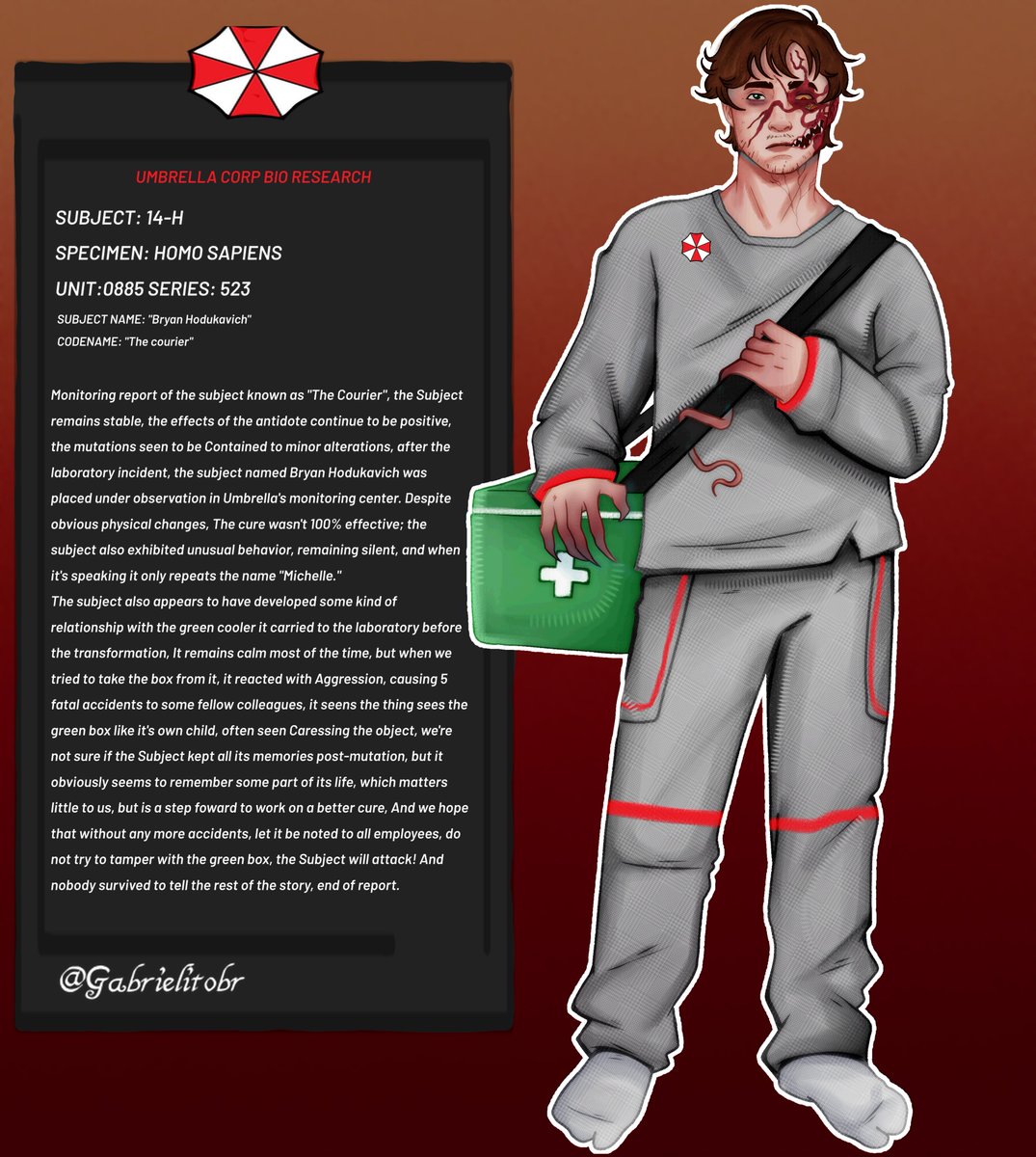 gabrielitobr's tweet photo. #ResidentEvil Au where Bryan got the cure, but was kept as a Umbrella test subject https://t.co/qpc1o8i6Me