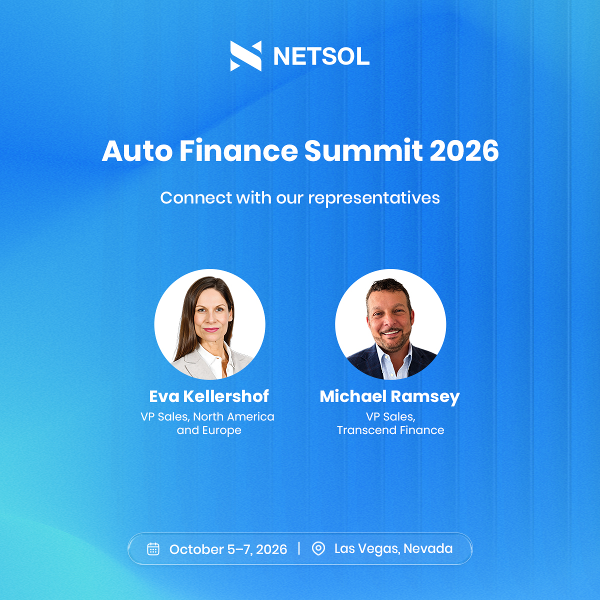 NETSOLTech's tweet photo. NETSOL is Vegas-bound for Auto Finance Summit 2026.

This coming week, from October 5-7, find us at Booth 121 at Caesars Palace for Royal Media's premier annual event for the auto finance industry. 

We’ll be showcasing how Transcend Finance empowers auto lenders to move beyond traditional financing and orchestrate the broader mobility ecosystem through a proven, AI-enabled, API-first platform, used by some of the world's largest auto captives and auto finance companies.

Book a meeting in advance here:
https://t.co/PI2uQJ0ByY 

#netsoltech #netsolamericas #automotive #autofinance #autolending #futureproofing #technology #transcendfinance #transcendplatform #autofinancesummit #afs2026 #royalmedia #booth121 #vegas