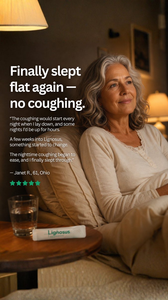 HenryCrochemore's tweet photo. Brand printing: Natural Lung Care is running this angle everywhere. 59 days live and no rotation. The line doing the work: "And for the first time in a long time I could lie flat and sleep.". That sentence carries the whole ad. It names the enemy, sets up the mechanism, and closes the objection before the reader can form it. Everything after is proof and offer. This is what disciplined direct response looks like when the operator trusts one thesis. 

 https://t.co/6uzYwma0ir  

Found via @GetHookdAI, they track 80m+ ads across 110k brands.